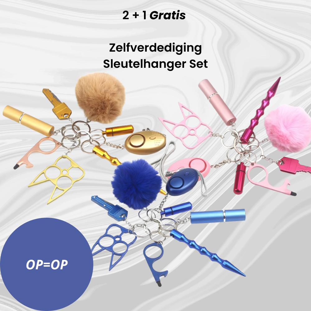 Shecuria™ Zelfverdediging Sleutelhanger Set – 8-in-1 Veiligheidskit
